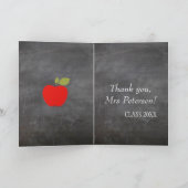 Name des Lehrers schwarze Tafel, weiße Typografie  Dankeskarte (Innenseite)
