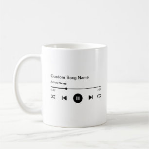 Name des Liedes und Künstlermusikplayer Kaffeetasse