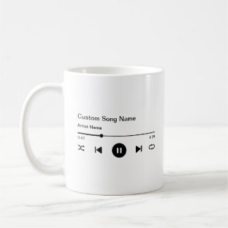 Name des Liedes und Künstlermusikplayer Kaffeetasse