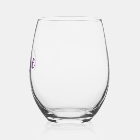 Name des lila Bachelorette-Brautparty Monogramm Weinglas Ohne Stiel (Links)