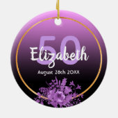Name des lila Blumenmusters Keramik Ornament (Hinten)