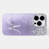 Name des lila gebürsteten Metalls Silber Glitzer M Case-Mate iPhone Hülle (Rückseite (Horizontal))