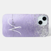 Name des lila gebürsteten Metalls Silber Glitzer M Case-Mate iPhone Hülle (Rückseite (Horizontal))
