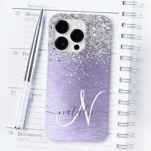 Name des lila gebürsteten Metalls Silber Glitzer M Case-Mate iPhone 14 Pro Hülle