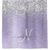 Name des lila gebürsteten Metalls Silber Glitzer M Duschvorhang (Vorderseite)