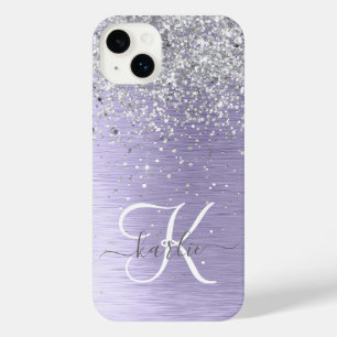 Name des lila gebürsteten Metalls Silber Glitzer M iPhone 14 Plus Hülle