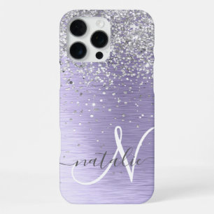Name des lila gebürsteten Metalls Silber Glitzer M iPhone 16 Pro Max Hülle
