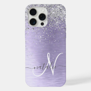 Name des lila gebürsteten Metalls Silber Glitzer M iPhone 15 Pro Max Hülle