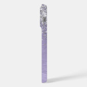 Name des lila gebürsteten Metalls Silber Glitzer M iPhone Hülle (Linke Seite)