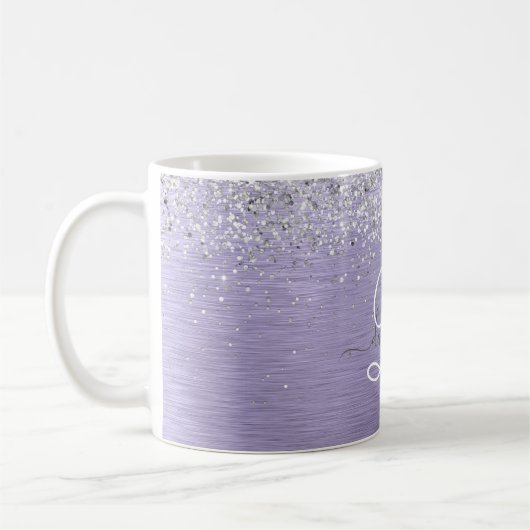 Name des lila gebürsteten Metalls Silber Glitzer M Kaffeetasse (Links)