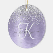 Name des lila gebürsteten Metalls Silber Glitzer M Keramik Ornament (Links)