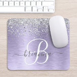 Name des lila gebürsteten Metalls Silber Glitzer M Mousepad<br><div class="desc">Dieses schicke Mousepad-Design mit hübsch silber glänzenden Glitzer auf lila,  gebürstetem metallischem Hintergrund ist einfach zu personalisieren.</div>