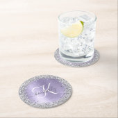 Name des lila gebürsteten Metalls Silber Glitzer M Runder Pappuntersetzer (Vor Ort)