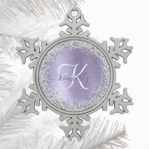 Name des lila gebürsteten Metalls Silber Glitzer M Schneeflocken Zinn-Ornament