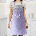 Name des lila gebürsteten Metalls Silber Glitzer M Schürze<br><div class="desc">Dieses schicke Design mit hübsch silber funkelndem Glitzer auf lila,  gebürstetem metallischem Hintergrund ist einfach zu personalisieren.</div>