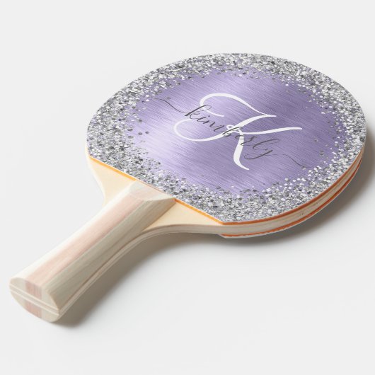 Name des lila gebürsteten Metalls Silber Glitzer M Tischtennis Schläger (Vorderseite)