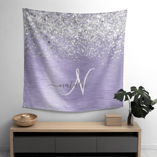 Name des lila gebürsteten Metalls Silber Glitzer M Wandteppich