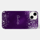 Name des lila Glitzer Case-Mate iPhone Hülle (Rückseite (Horizontal))