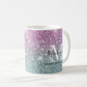Name des Lila Glitzer des Girl-Pink-Blauen Kaffeetasse (VorderseiteRechts)