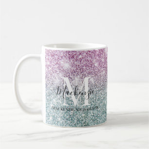 Name des Lila Glitzer des Girl-Pink-Blauen Kaffeetasse
