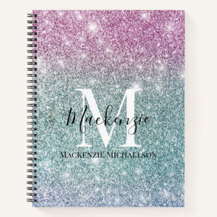 Name des Lila Glitzer des Girl-Pink-Blauen Notizblock