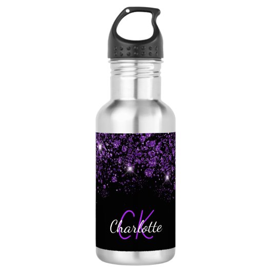 Name des lila Glitzer Edelstahlflasche (Vorderseite)