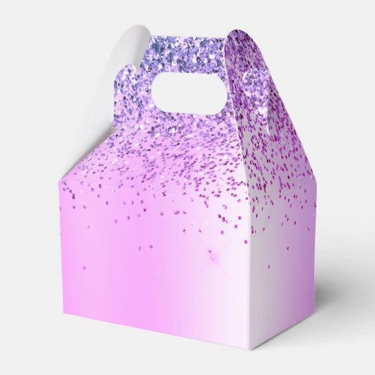 Name des lila Glitzer Glam Metal Monogram Geschenkschachtel (Rückseite)