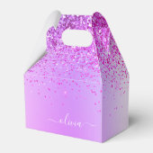 Name des lila Glitzer Glam Metal Monogram Geschenkschachtel (Vorderseite)