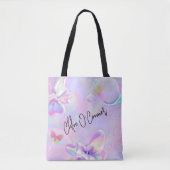 Name des Lila Glitzer Holografisches Rosa Tasche (Vorderseite)