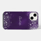 Name des lila Glitzer iPhone Hülle (Rückseite (Horizontal))