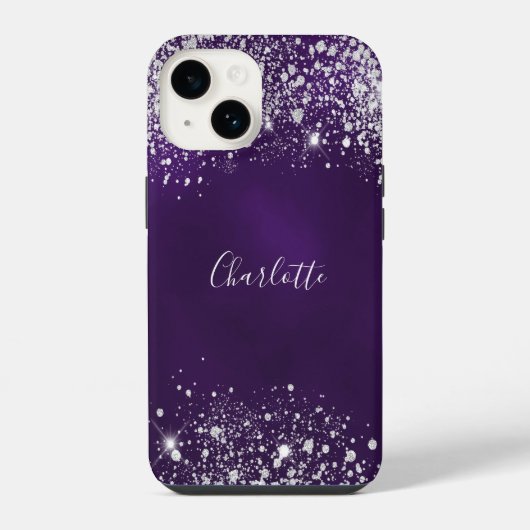 Name des lila Glitzer iPhone Hülle (Rückseite)