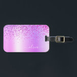 Name des lila Glitzer Metal Monogramm Gepäckanhänger<br><div class="desc">Lila Imitate belichten metallischen Sparkle-Glitzer Markenname für gebürstetes Metall und Anfangsbeutel oder Gepäckmarke. Das macht den perfekten 16 Geburtstag,  Hochzeit,  Brautparty,  Jubiläum,  Babydusche oder Junggeselinnen-Abschied Geschenk für jemanden,  der Lieben glamourösen Luxus und schicke Stile.</div>
