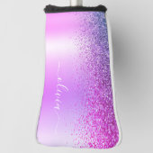 Name des lila Glitzer Sparkle Glam Metal Monogram Golf Headcover (Rotieren 90)