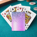 Name des lila Glitzer Sparkle Glam Metal Monogram Spielkarten<br><div class="desc">Lila Imitate belichten metallische Sparkle-Glitzer gebürstete Metal Monogram Name Playing Cards. Das macht den perfekten 16 Geburtstag,  Hochzeit,  Brautparty,  Jubiläum,  Babydusche oder Junggeselinnen-Abschied Geschenk für jemanden,  der Lieben glamourösen Luxus und schicke Stile.</div>