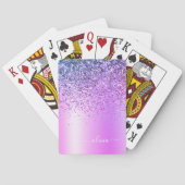 Name des lila Glitzer Sparkle Glam Metal Monogram Spielkarten (Rückseite)