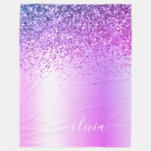 Name des lila Glitzer, Sparkle Metal Monogram Fleecedecke (Vorderseite)