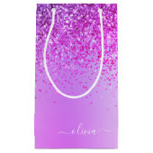 Name des lila Glitzer, Sparkle Metal Monogram Kleine Geschenktüte (Vorderseite)