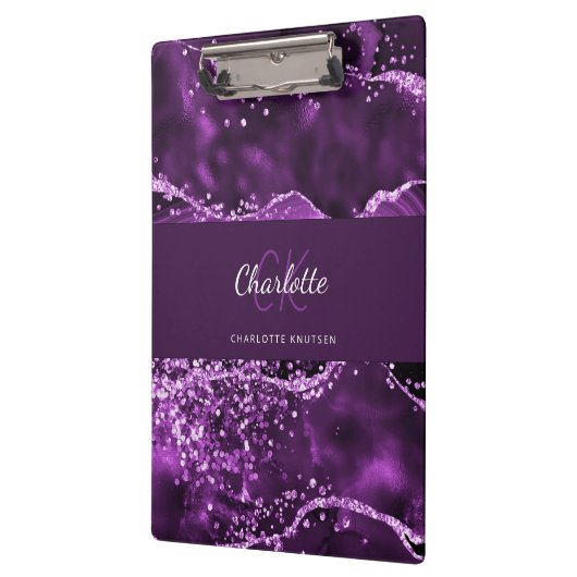 Name des lila Marmormonogramms Klemmbrett (Links)