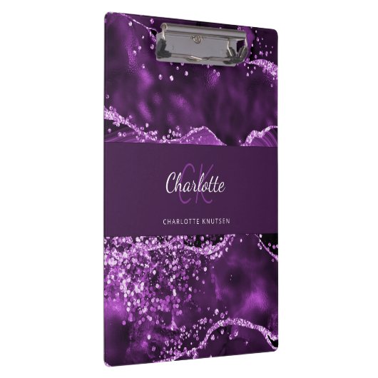 Name des lila Marmormonogramms Klemmbrett (Rechts)