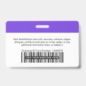 Name des lila Mitarbeiter-Fotos oder des Qr-Codes Ausweis (Rückseite)