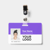 Name des lila Mitarbeiter-Fotos oder des Qr-Codes Ausweis (Vorderseite mit Clip)