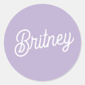 Name des Lila Monogramms für den personalisierten  Runder Aufkleber (Vorderseite)