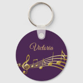 Name des lila Musiknotens Schlüsselanhänger (Vorderseite)