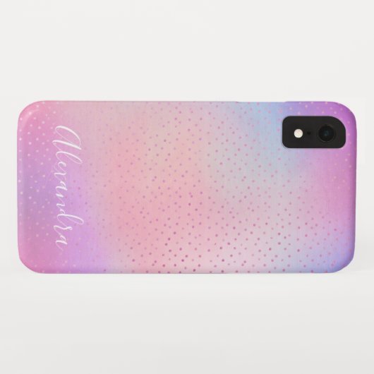 Name des Lila rosa blauen Monogramms Case-Mate iPhone Hülle (Rückseite (Horizontal))