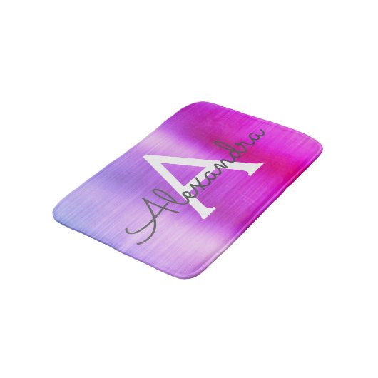 Name des lila rosa gebürsteten Metalls Badematte (Schrägansicht)