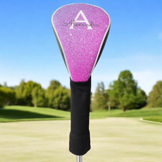 Name des lila rosa Glitzer und der Sparkasse Monog Golf Headcover