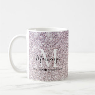 Name des Lila, rosa Ombre-Glitzer Monogram Kaffeetasse