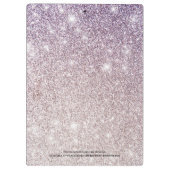 Name des Lila, rosa Ombre-Glitzer Monogram Klemmbrett (Rückseite)