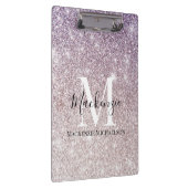 Name des Lila, rosa Ombre-Glitzer Monogram Klemmbrett (Rechts)