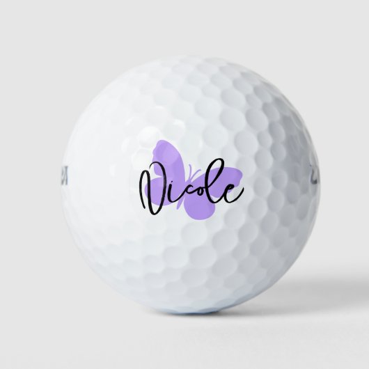 Name des lila Schmetterlings in Golf und schwarz Golfball (Vorderseite)